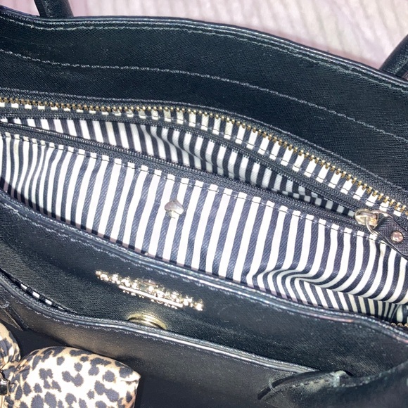 Kate Spade Black Satchel with Leopard Bow comes with crossbody strap - Picture 7 of 7